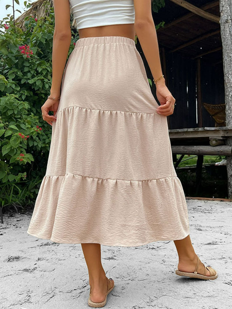 Button Down Tiered Midi Skirt - Bakers Shoes store