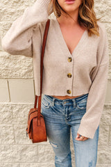 Button Down V-Neck Cropped Cardigan - Bakers Shoes store