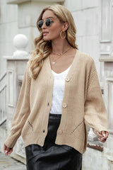 Button Front Dropped Shoulder Cardigan - Bakers Shoes store