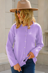 Button-Up Round Neck Cardigan - Bakers Shoes store