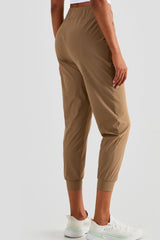Elastic Waist Cropped Joggers with Side Pockets