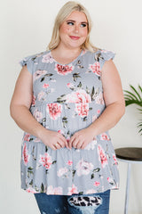 Plus Size Floral Flutter Sleeve Tiered Babydoll Top