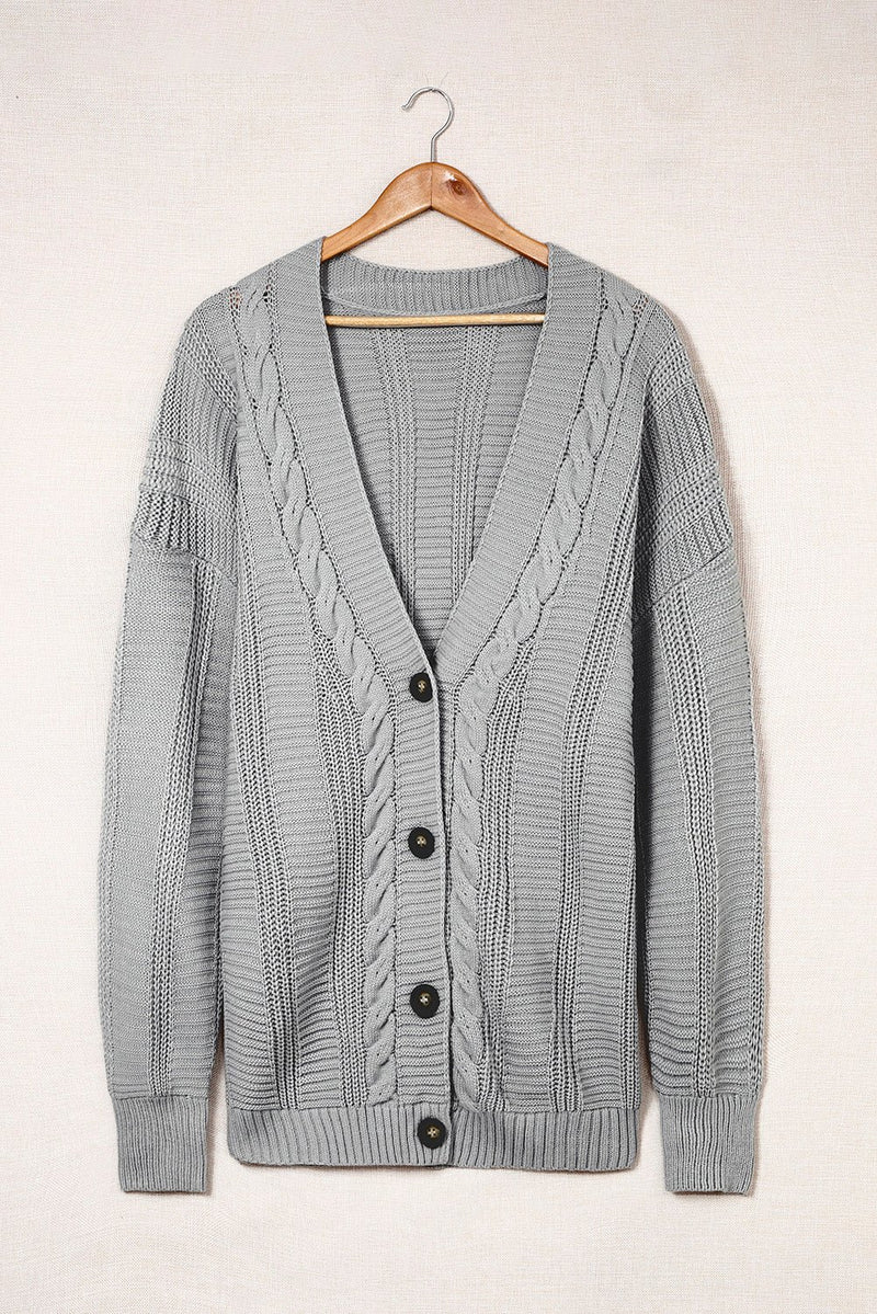 Cable-Knit Button Front V-Neck Cardigan - Bakers Shoes store