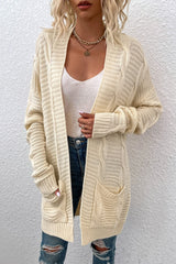 Cable-Knit Open Front Longline Cardigan - Bakers Shoes store