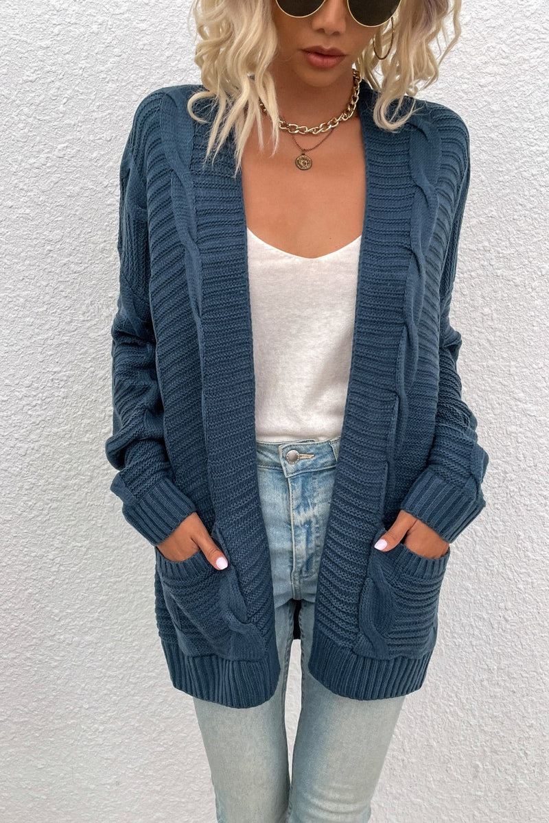Cable-Knit Open Front Longline Cardigan - Bakers Shoes store