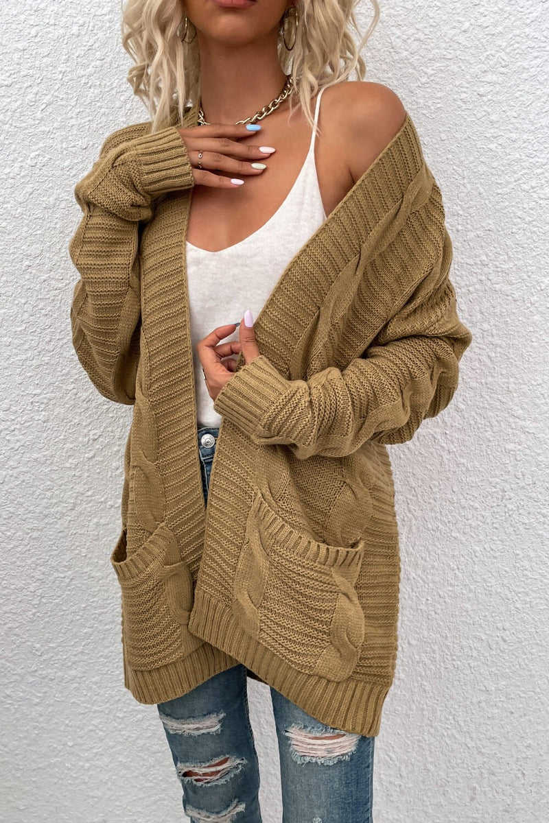 Cable-Knit Open Front Longline Cardigan - Bakers Shoes store