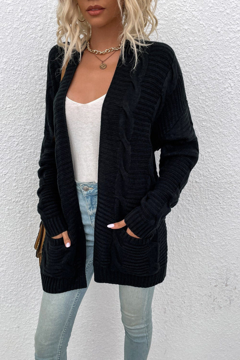 Cable-Knit Open Front Longline Cardigan - Bakers Shoes store