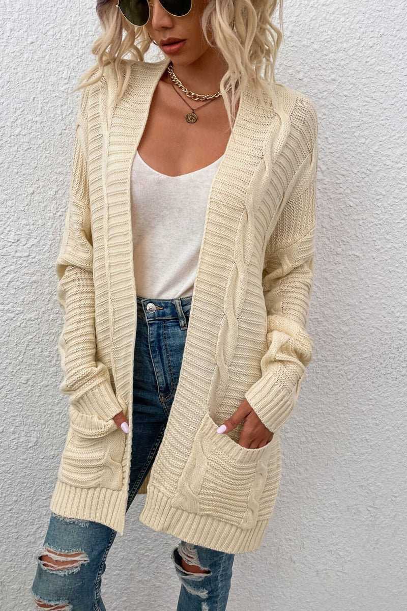 Cable-Knit Open Front Longline Cardigan - Bakers Shoes store