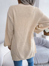 Cable-Knit Open Front Pocketed Cardigan - Bakers Shoes store