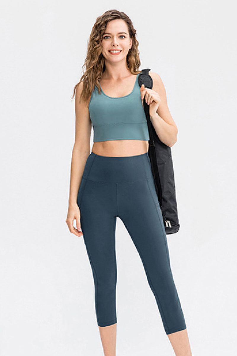 Cropped Yoga Leggings with Pockets