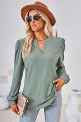 V-Neck Puff Sleeve Blouse