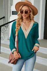 V-Neck Long Sleeve Blouse