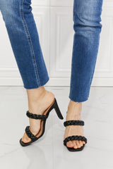 In Love Double Braided Block Heel Sandal in Black