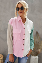 Color Block Button Front Shirt with Pockets - Bakers Shoes store