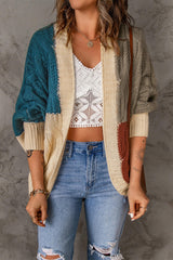 Color Block Cable-Knit Batwing Sleeve Cardigan - Bakers Shoes store
