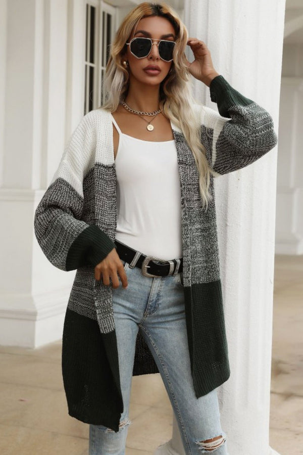 Color Block Chunky Knit Sweater Cardigan - Bakers Shoes store