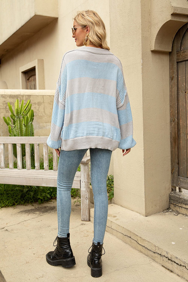 Color Block Exposed Seam Rib-Knit Sweater - Bakers Shoes store