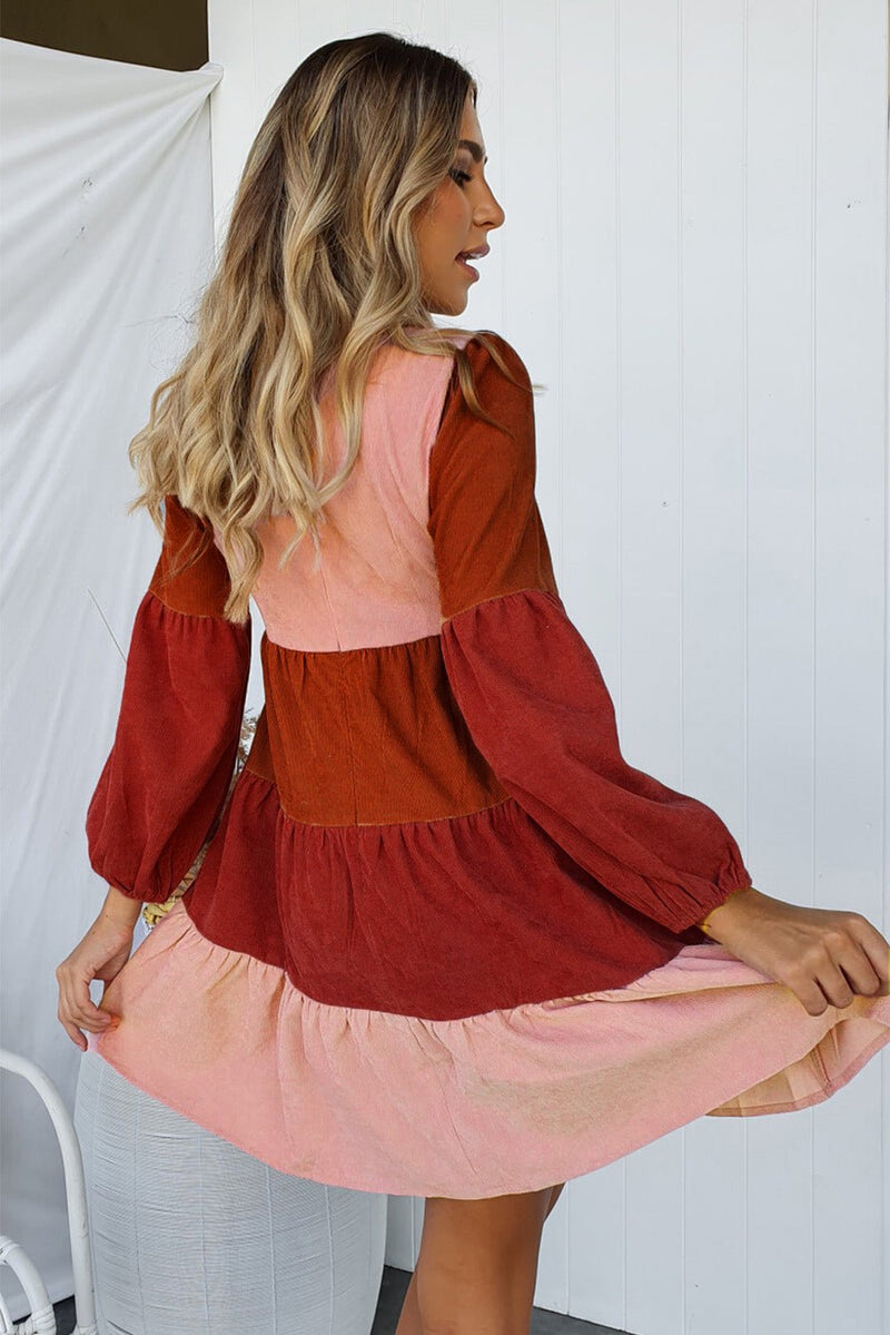 Color Block Square Neck Tiered Dress - Bakers Shoes store
