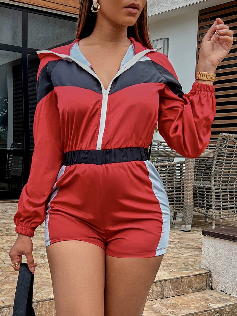 Color Block Zip Up Hooded Romper - Bakers Shoes store