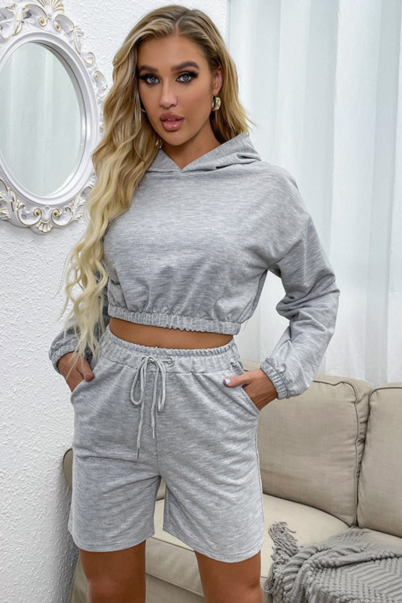 Crop Hoodie and Shorts Set - Bakers Shoes store