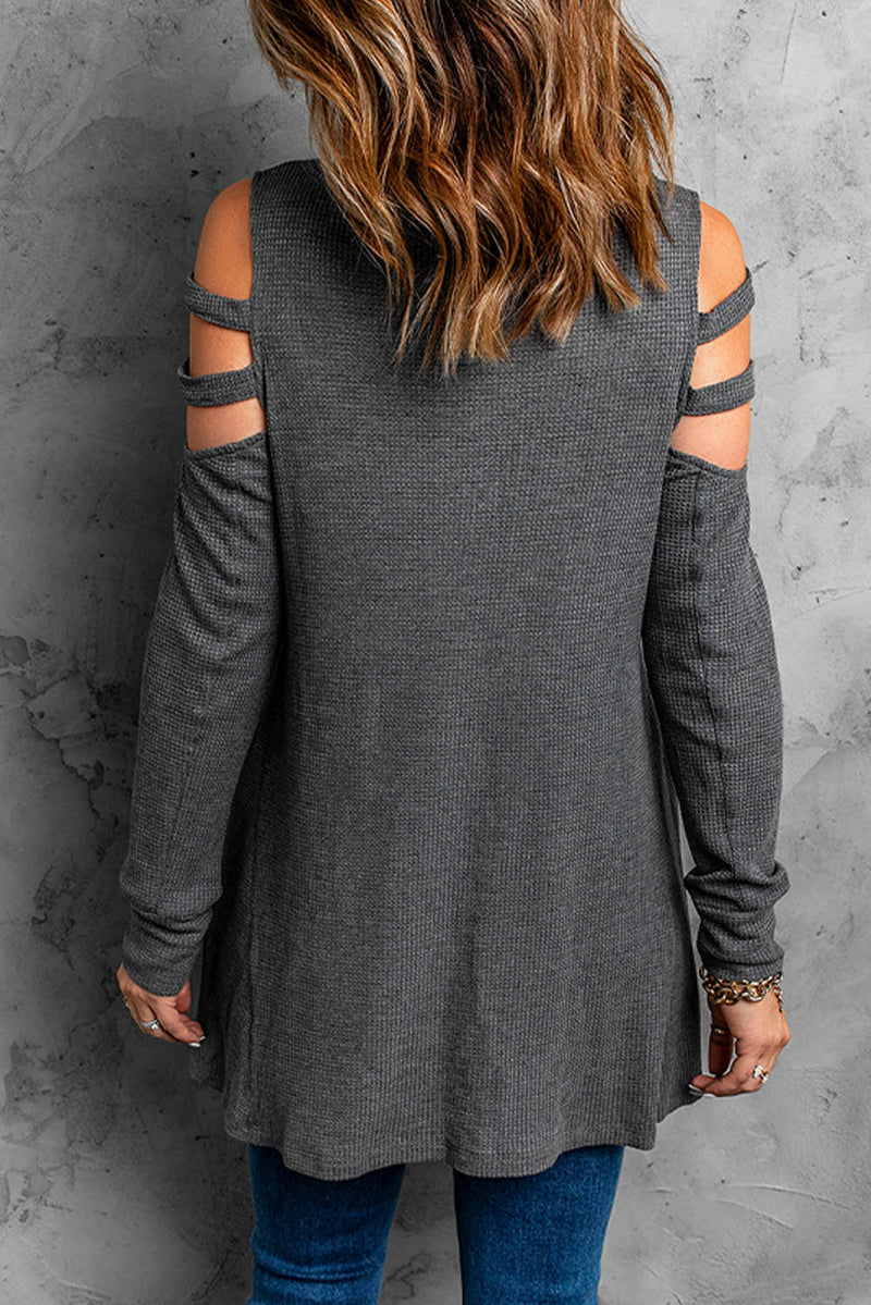 Cutout Waffle Knit Tunic Top - Bakers Shoes store