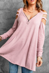 Cutout Waffle Knit Tunic Top - Bakers Shoes store