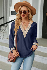 V-Neck Long Sleeve Blouse