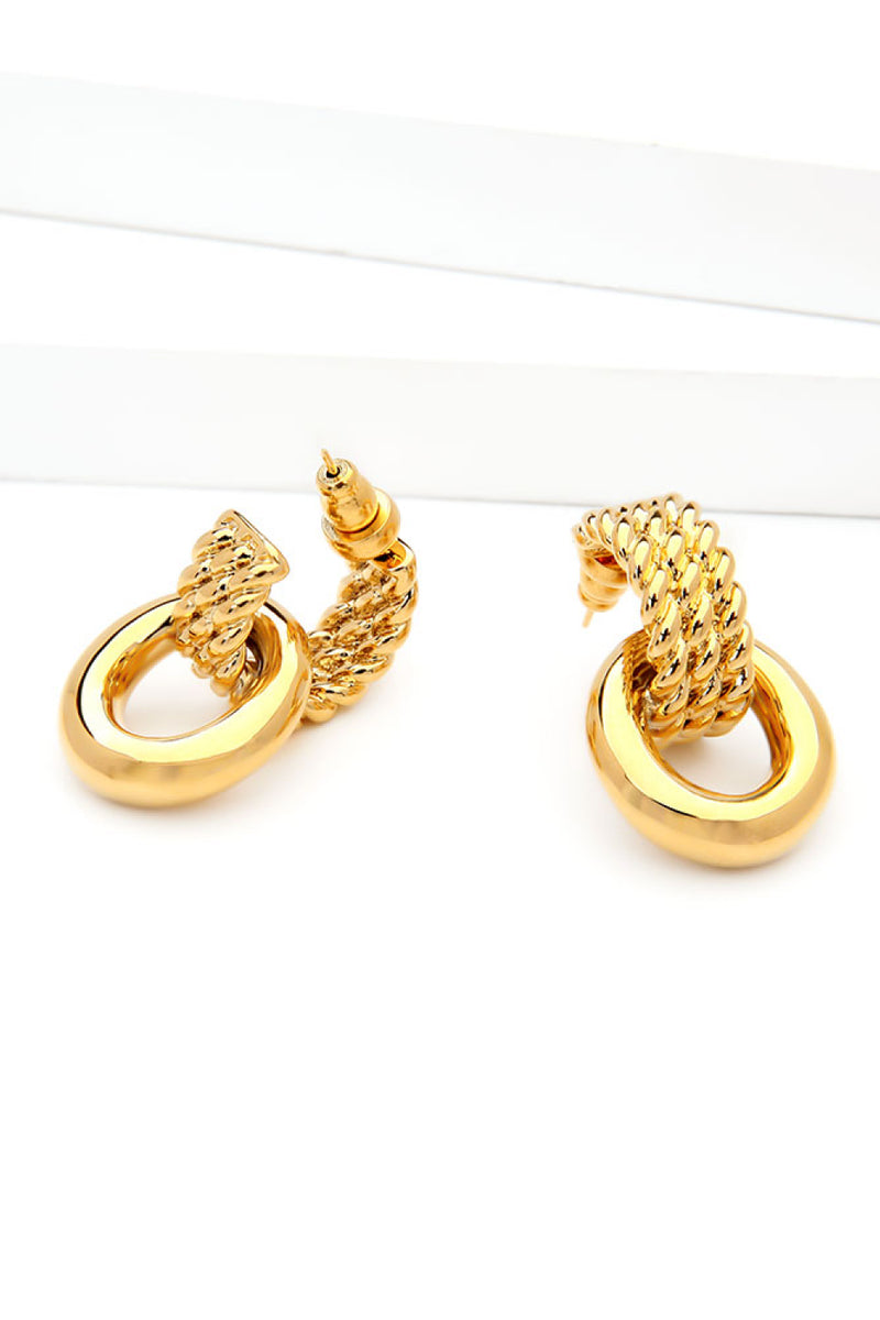 Twisted Gold-Plated Drop Earrings