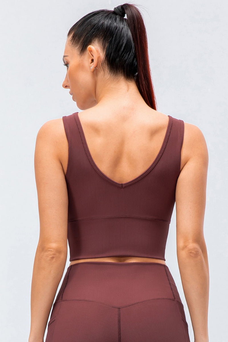 Reversible Ribbed Cropped Yoga Tank