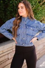 Button Down Collared Neck Denim Jacket