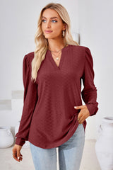 V-Neck Puff Sleeve Blouse