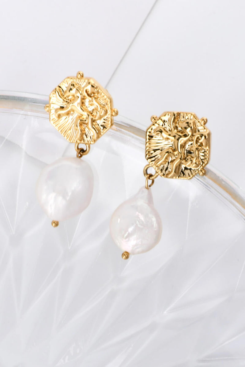 Gold-Plated Copper Pearl Drop Earrings