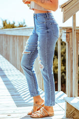 Distressed Ankle-Length Straight Leg Jeans - Bakers Shoes store