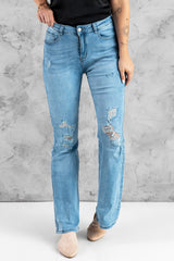 Distressed Bootcut Jeans with Pockets - Bakers Shoes store