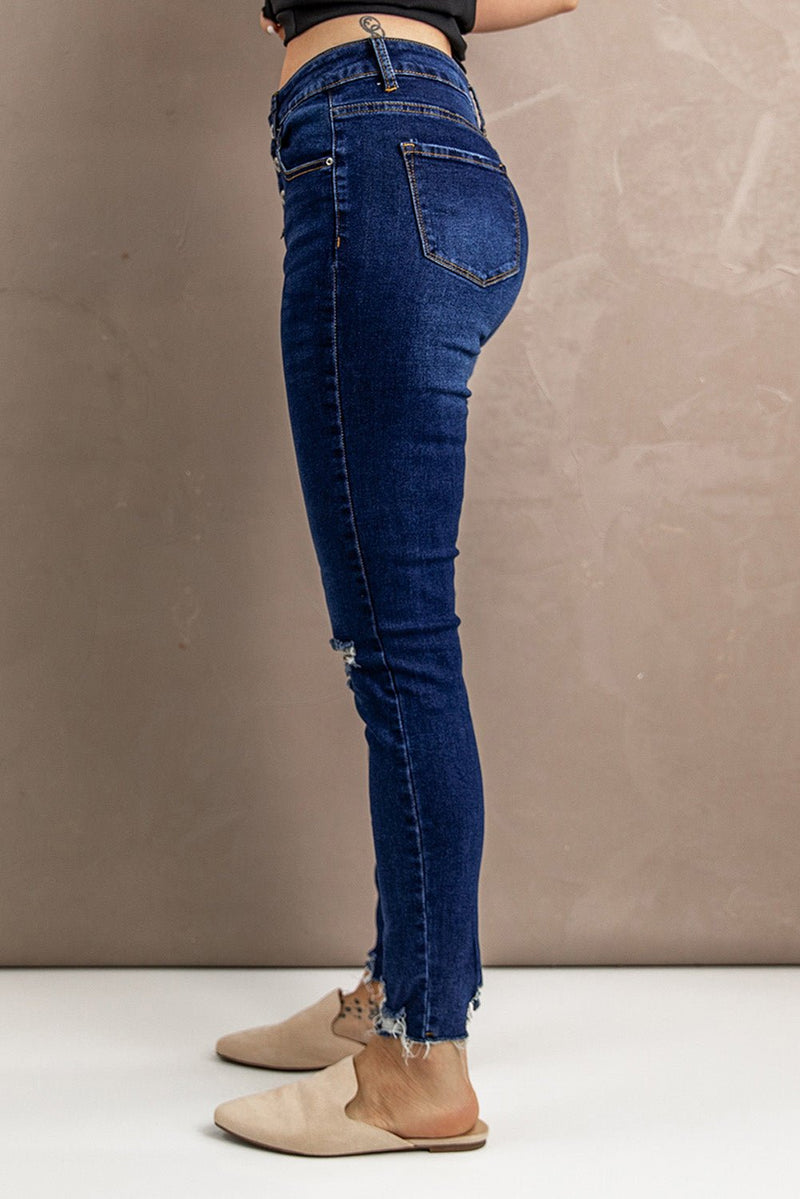 Distressed Button Fly Skinny Jeans - Bakers Shoes store