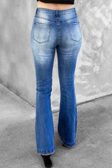 Distressed Flare Leg Jeans with Pockets - Bakers Shoes store