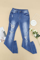 Distressed Flare Leg Jeans with Pockets - Bakers Shoes store