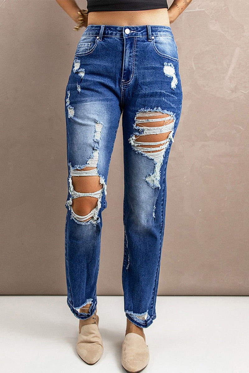 Distressed High-Rise Jeans with Pockets - Bakers Shoes store