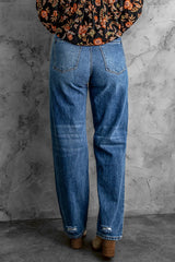 Distressed High Waist Jeans with Pockets - Bakers Shoes store