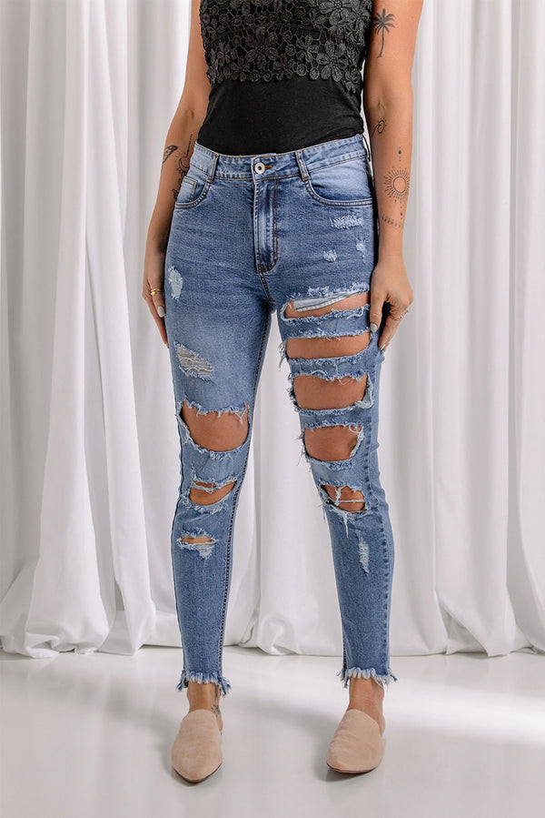 Distressed Raw Hem Skinny Jeans - Bakers Shoes store