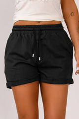 Drawstring Cuffed Shorts with Pockets - Bakers Shoes store