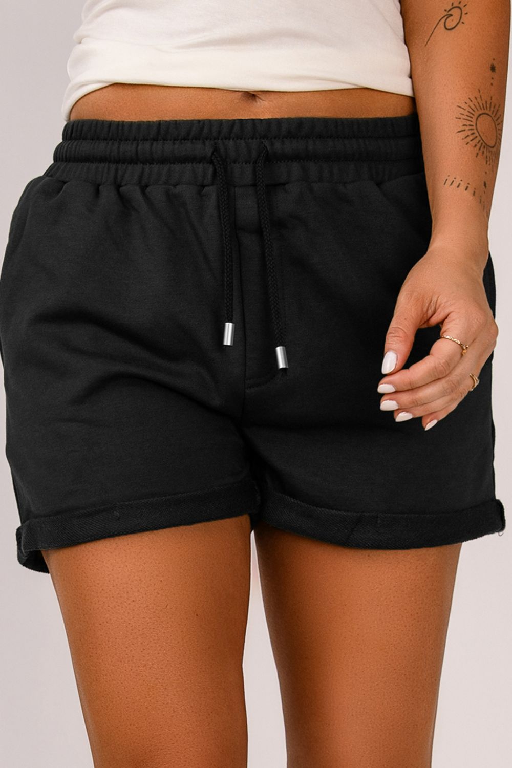 Drawstring Cuffed Shorts with Pockets - Bakers Shoes store