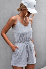 Drawstring Waist Spaghetti Strap Romper - Bakers Shoes store