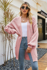 Dropped Shoulder Longline Cardigan with Pockets - Bakers Shoes store