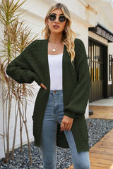 Dropped Shoulder Longline Cardigan with Pockets - Bakers Shoes store