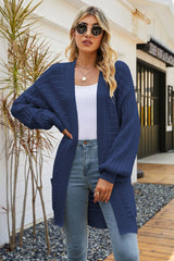 Dropped Shoulder Longline Cardigan with Pockets - Bakers Shoes store