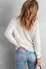 Dropped Shoulder Openwork Sweater - Bakers Shoes store