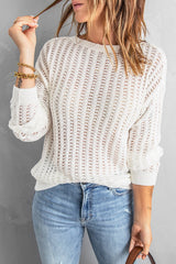 Dropped Shoulder Openwork Sweater - Bakers Shoes store