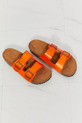 Feeling Alive Double Banded Slide Sandals in Orange