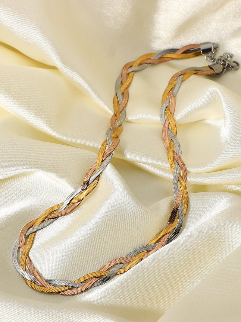 Tricolor Braided Snake Chain Necklace